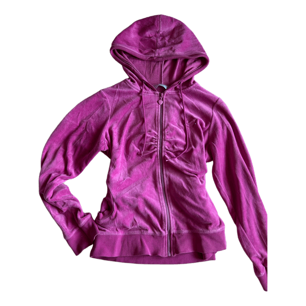 Pink velour zip hoodie