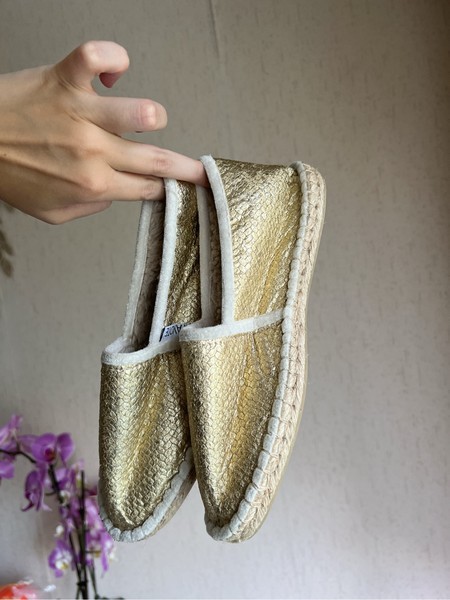 Gold metallic espadrilles