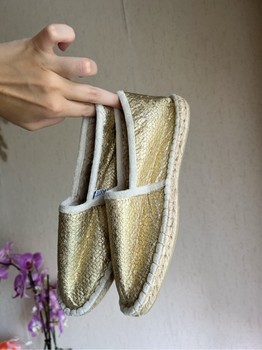 Gold metallic espadrilles