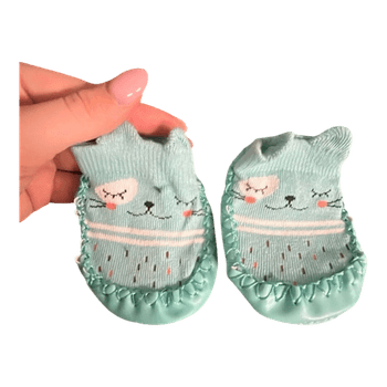Mint baby cat slippers