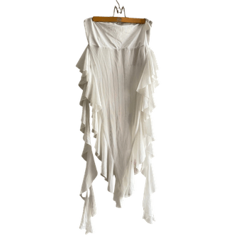 White ruffle tube top