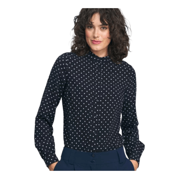Volcom Polka Dot Sheer Blouse / Black with White Dots / Minimalist Retro Style