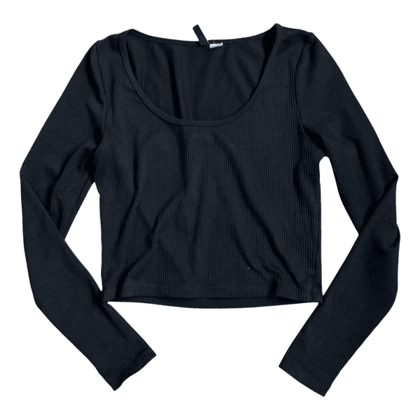 Black ribbed long-sleeved top