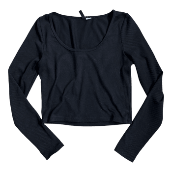 Black ribbed long-sleeved top