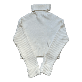 Cream ribbed turtleneck sweater