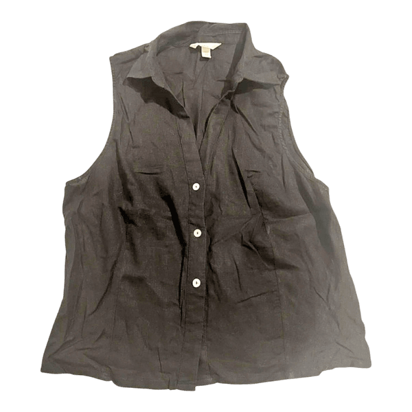 Black sleeveless collared shirt