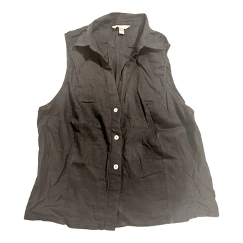 Black sleeveless collared shirt