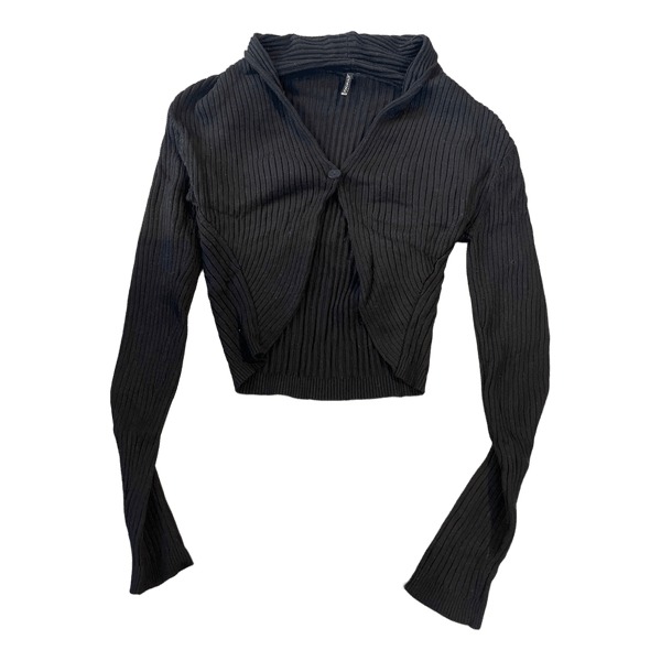 Black ribbed cropped cardigan