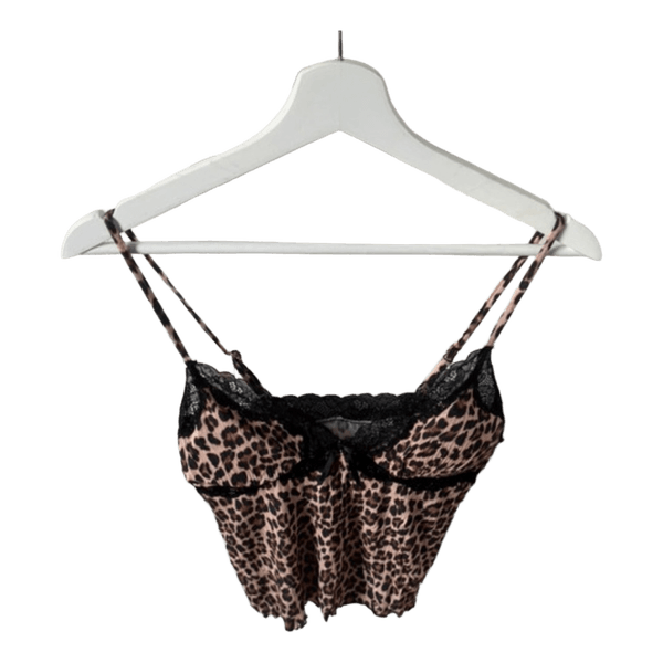 Leopardmønstret top med blonder