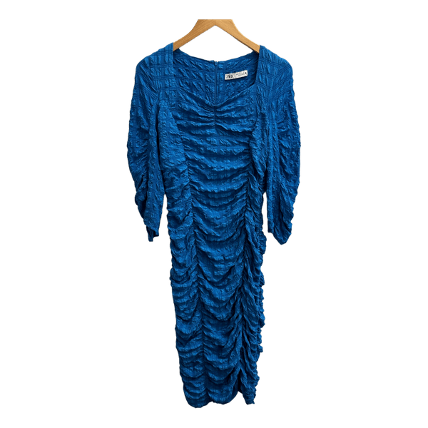 Zara Blue ruched dress