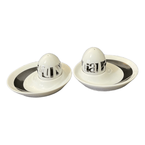 Ceramic egg shaped salt and pepper shakers