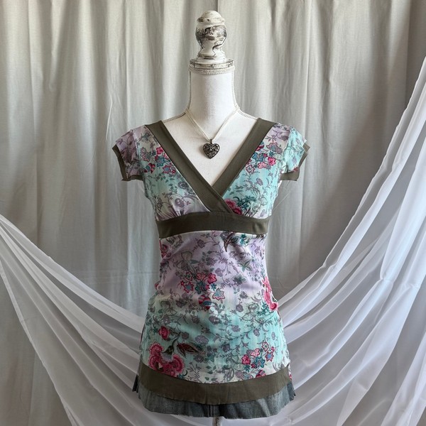 Floral print mesh top