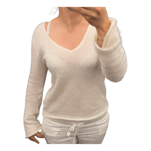 White V-neck sweater