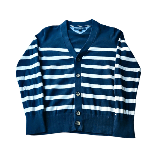 Tommy Hilfiger Striped Cotton Cardigan - Nautical Style - Navy and White - S