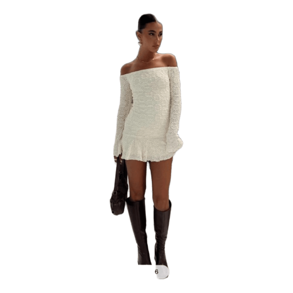 Hvid off-shoulder minikjole
