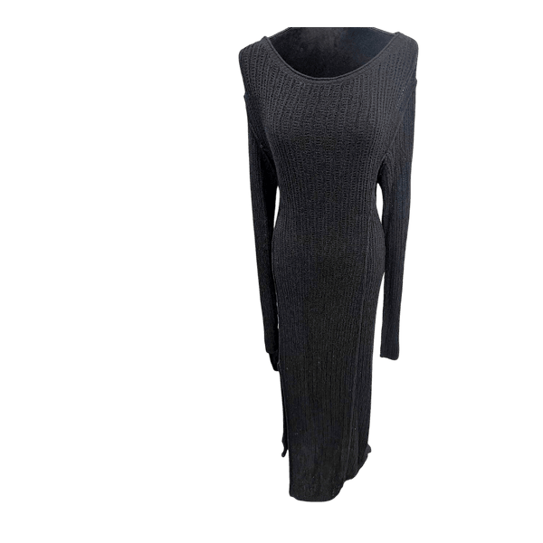 Black ribbed maxi dress