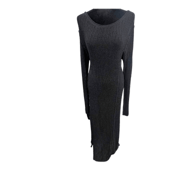 Black ribbed maxi dress