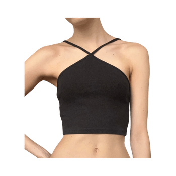 Black strappy crop top