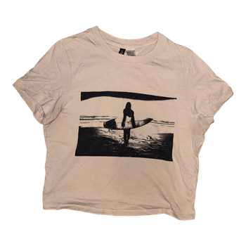 Beige t-paita surffiprintillä