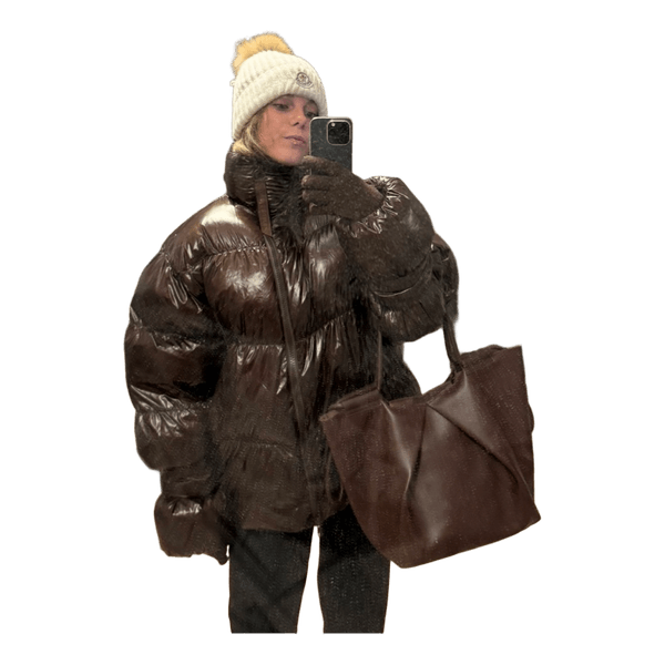 Brun pufferjakke