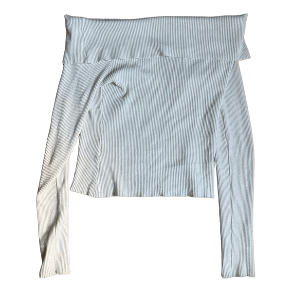 Hvid off-shoulder ribstrikket top
