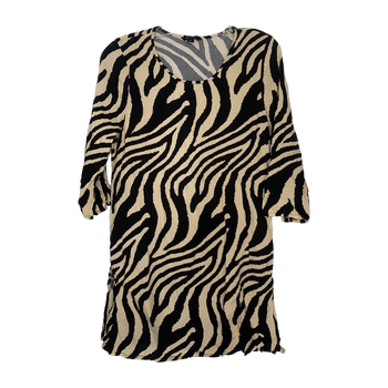 beige mustavalkoinen kuviollinen mekko
