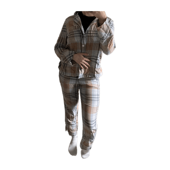 ruudullinen puuvillainen pyjamasetti