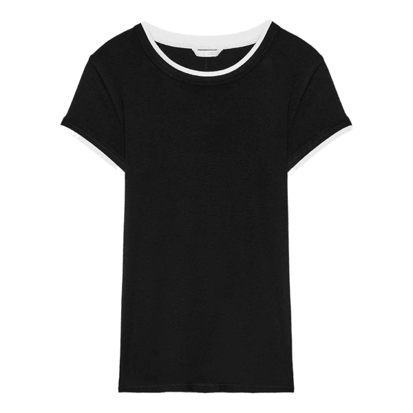 Sort t-shirt med kontrastkant