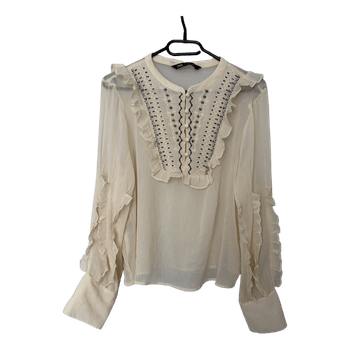 Zara cream embroidered blouse