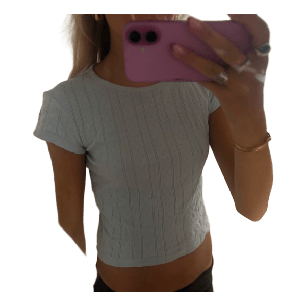 Lyseblå ribbet t-shirt