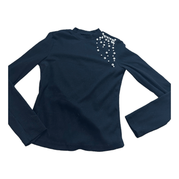 Black embellished long-sleeve top