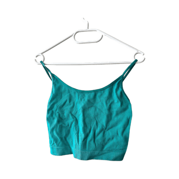 Turkoosi ribattu croptop
