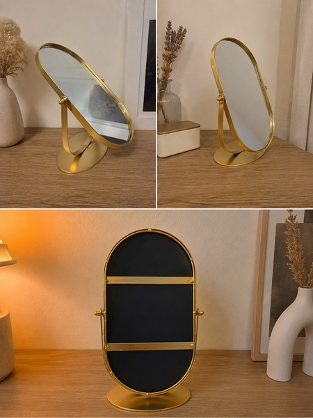 Gold tabletop swivel mirror