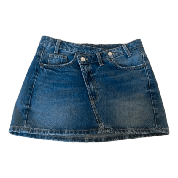 Blå denim mininederdel