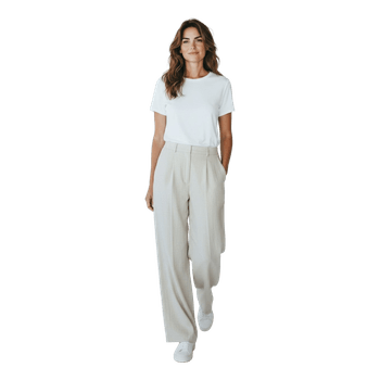 Beige wide leg trousers