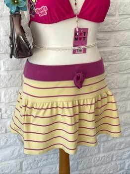 Yellow striped mini skirt