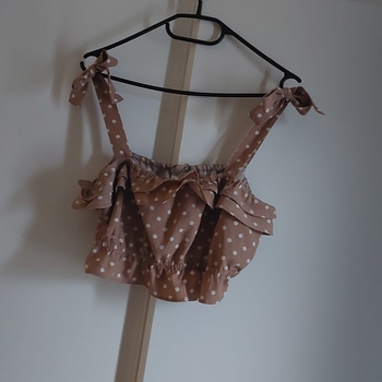 Beige polka dot top