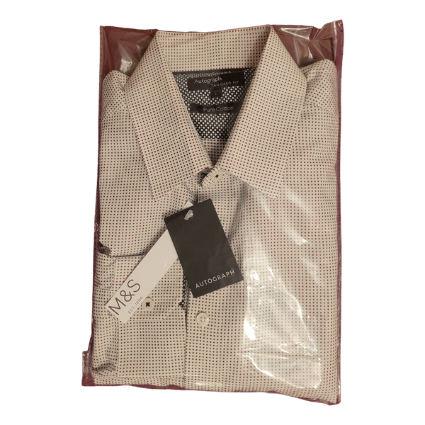 M & S Autograph pure cotton, Plaid Beige x white shirt,Size:L, RRP £39.99