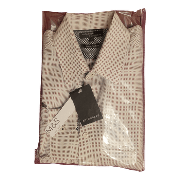 M & S Autograph pure cotton, Plaid Beige x white shirt,Size:L, RRP £39.99