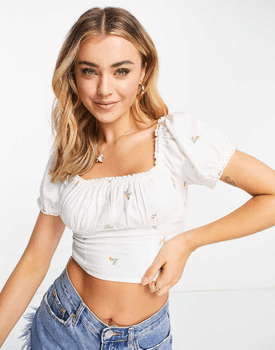 Frill Detail Bardot Top