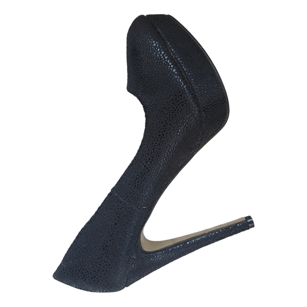Black textured platform heels