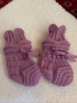 Hand knitted baby booties