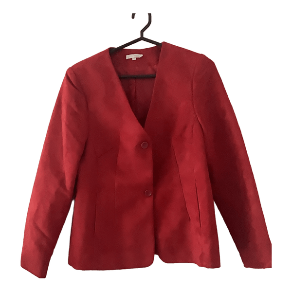 Red faux suede blazer