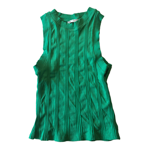 Grøn ribbet Zara top