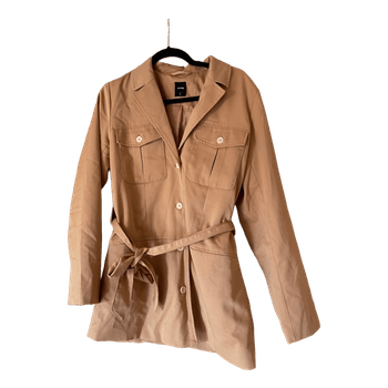 Beige belted utility jacket