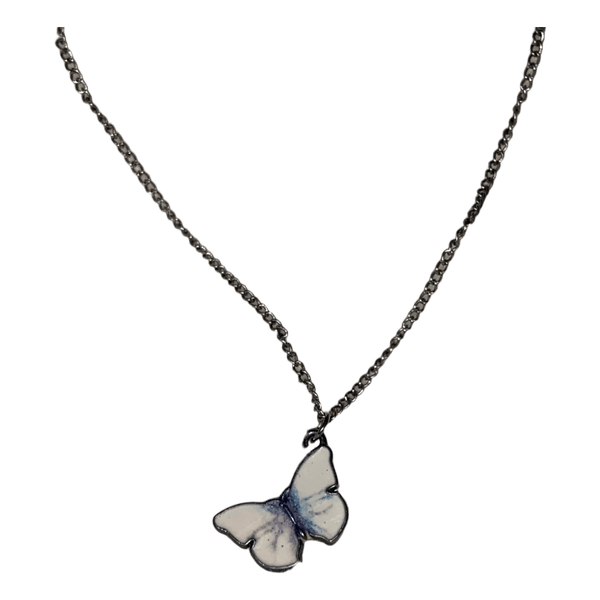 Silver tone butterfly necklace