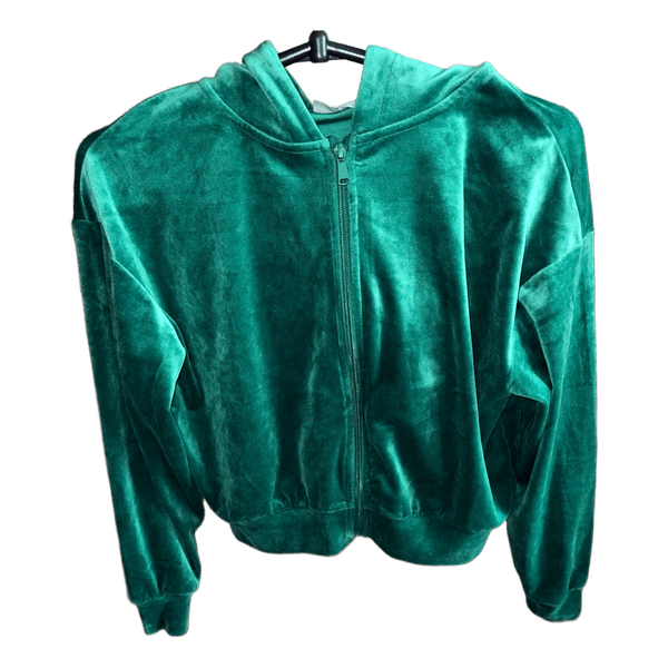 Green velour hoodie
