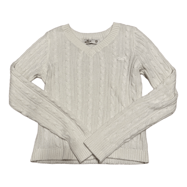 White cable knit sweater