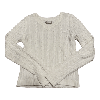 White cable knit sweater