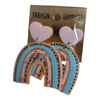 Rainbow heart earrings